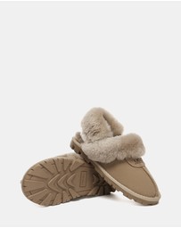 EVERAU - Australian Shepherd Ugg Waffle Fluffy Double Faced Sheepskin Upper House Shoes