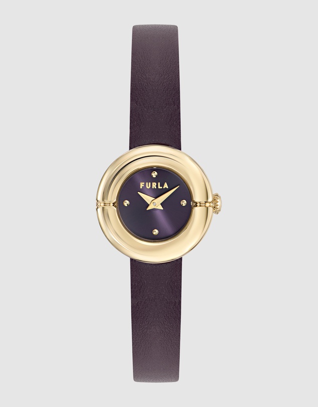 Furla - Furla Miasfera Iconic 24mm Purple Leather Strap Watch