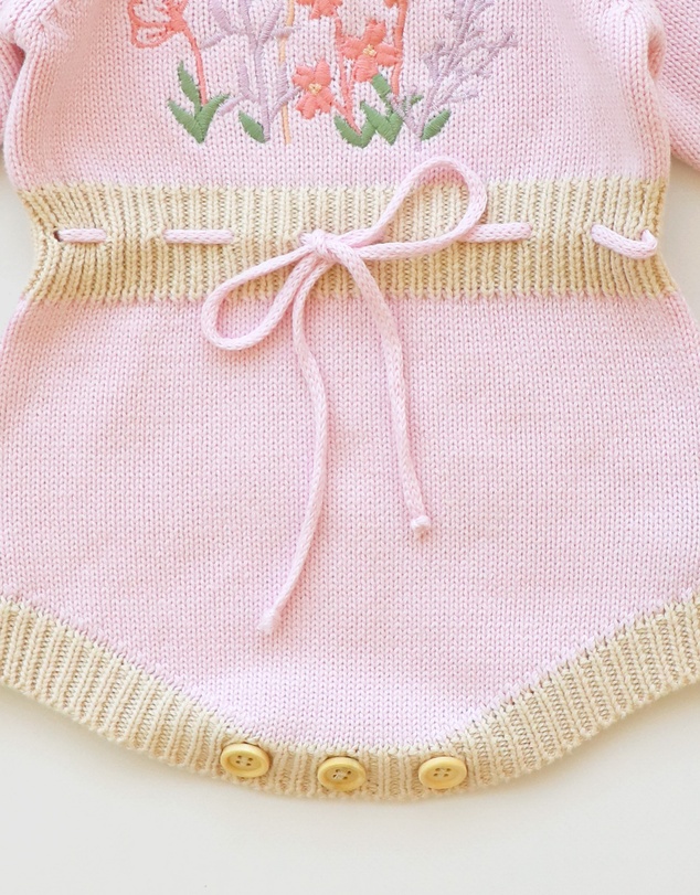 WITH LOVE FOR KIDS - Long Sleeve Knitted Romper - Babies