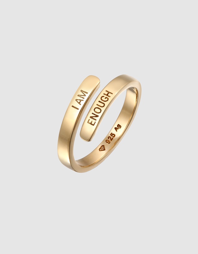 Elli Jewelry - Ring I AM ENOUGH 925 Sterling Silver Gold-plated