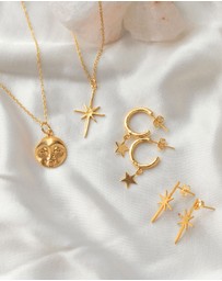 Ottoman Hands - Star Charm Hoop Earrings