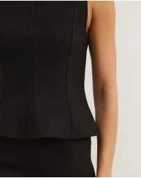 Atmos&Here - Eleni Sleeveless Peplum Ponte Structured Top