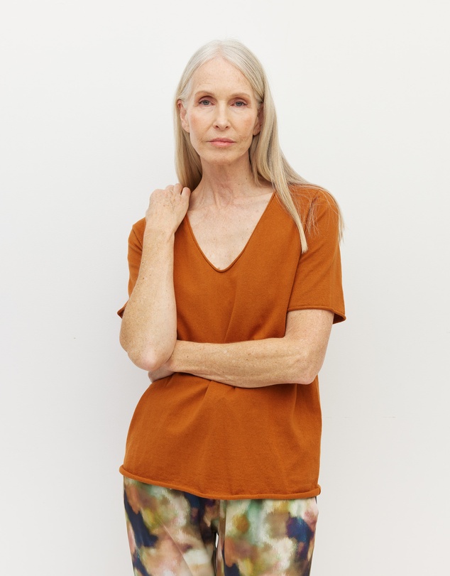 JH Lounge - JHL V-Neck T (Fine Cotton Cashmere) Tobacco