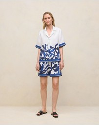 Trenery - Marea Border Stripe Linen Shirt in White
