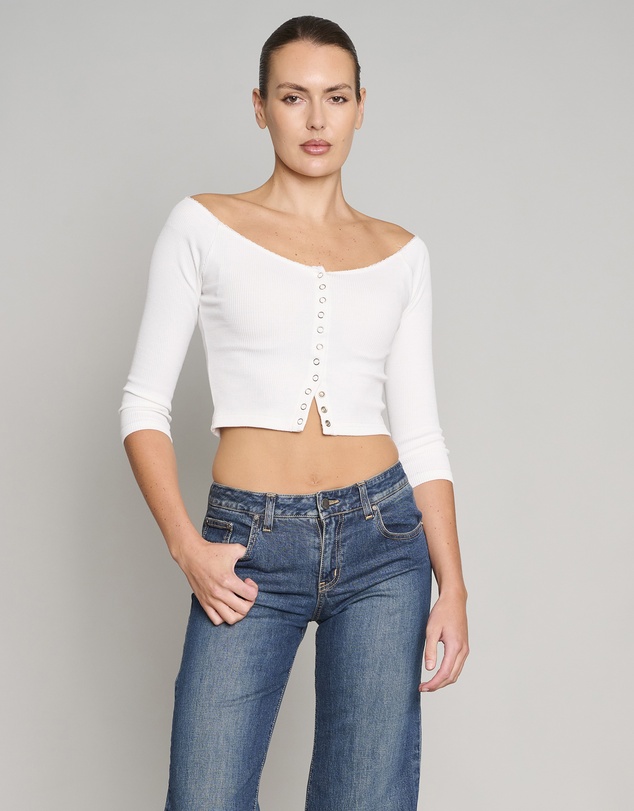 Love and Nostalgia - Sugar Baby White Rib Top