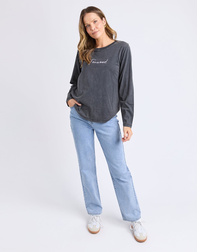 Foxwood - Signature Long Sleeve Tee Washed Black