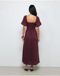 AERE - Olana Shirred Linen Midi Dress