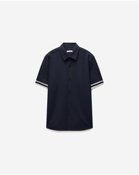Calibre - Stripe Trim Textured Overshirt Navy