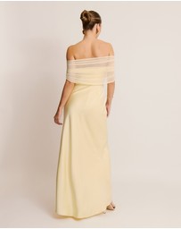 Six Stories - Bardot Satin Maxi Dress