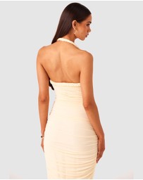 SNDYS - Gianna Ruched Halterneck Maxi Dress