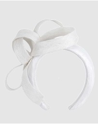 Max Alexander - White Sinamay Bow Racing Fascinator Headband