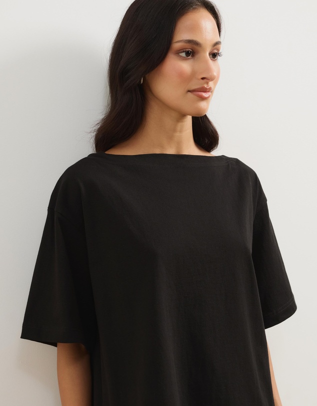 Atmos&Here - Sadie Oversized Cotton Boat Neck T-Shirt