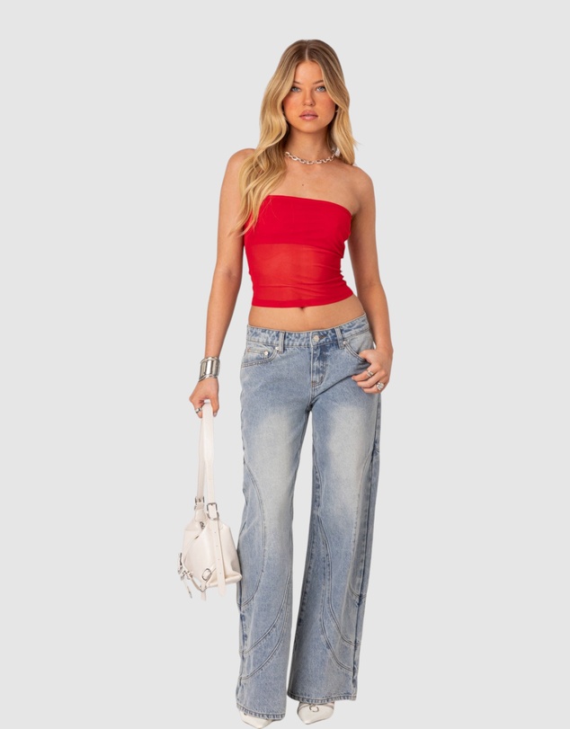 EDIKTED - Celestia Sheer Mesh Tube Top