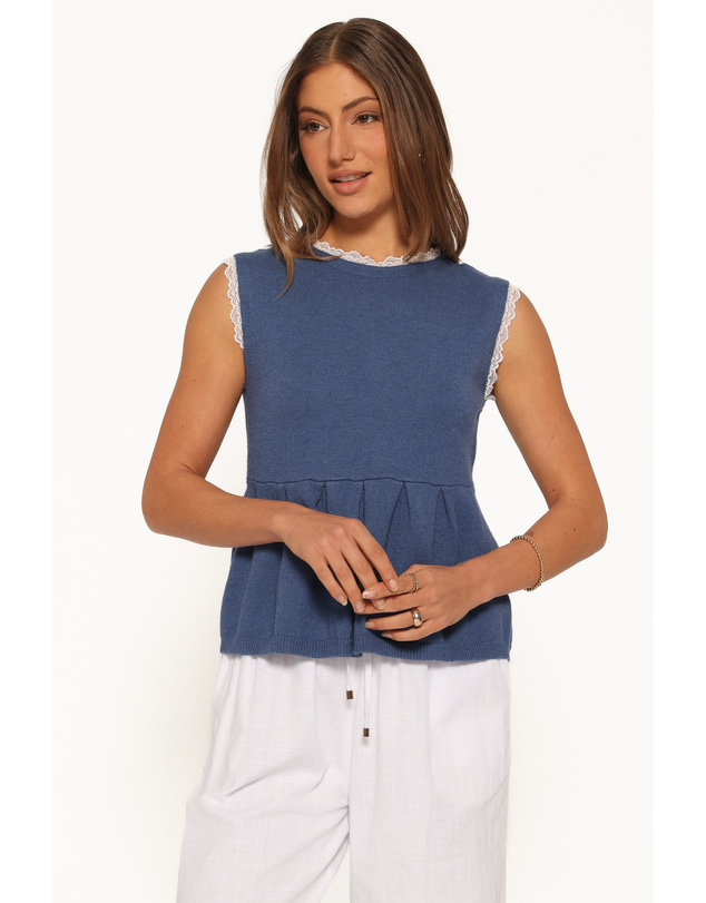 Petal & Pup - Zivia Knit Peplum Top - Blue