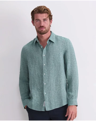 Sportscraft - Long Sleeve Linen Yarn Dyed Shirt