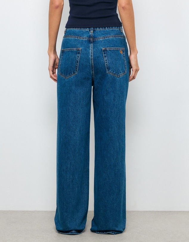 AERE - High Rise Seam Detail Wide Leg Jeans