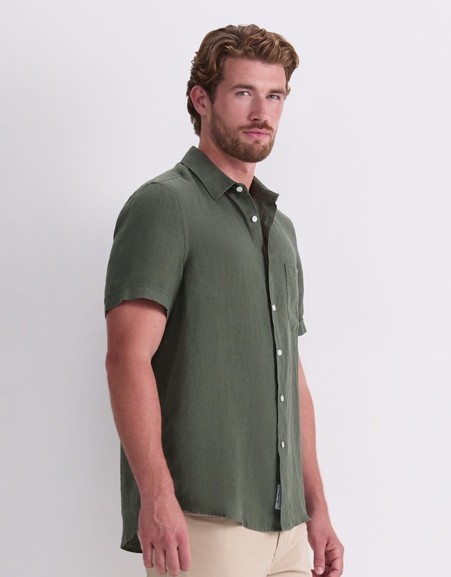 Sportscraft - Short Sleeve Yarn Dyed Linen Shirt