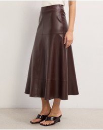The Fated - Cam Leather Look Midi Skirt