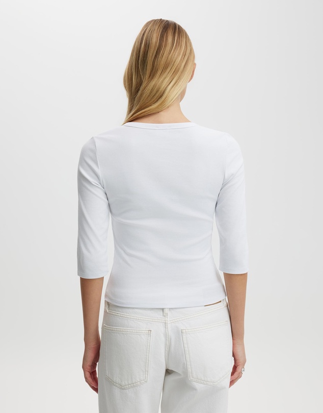Cotton On - 90S V Neck ¾ Sleeve