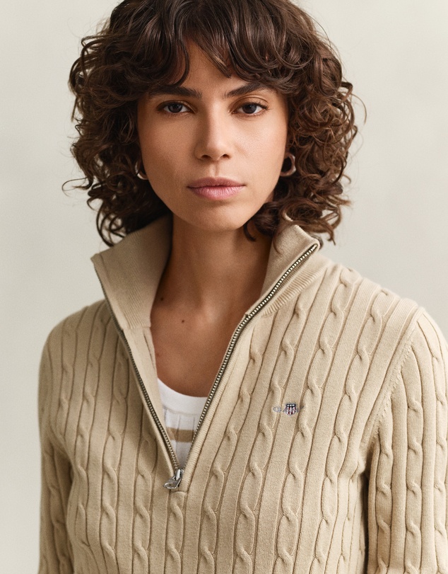 Gant - Stretch Cotton Cable Half Zip Sweater