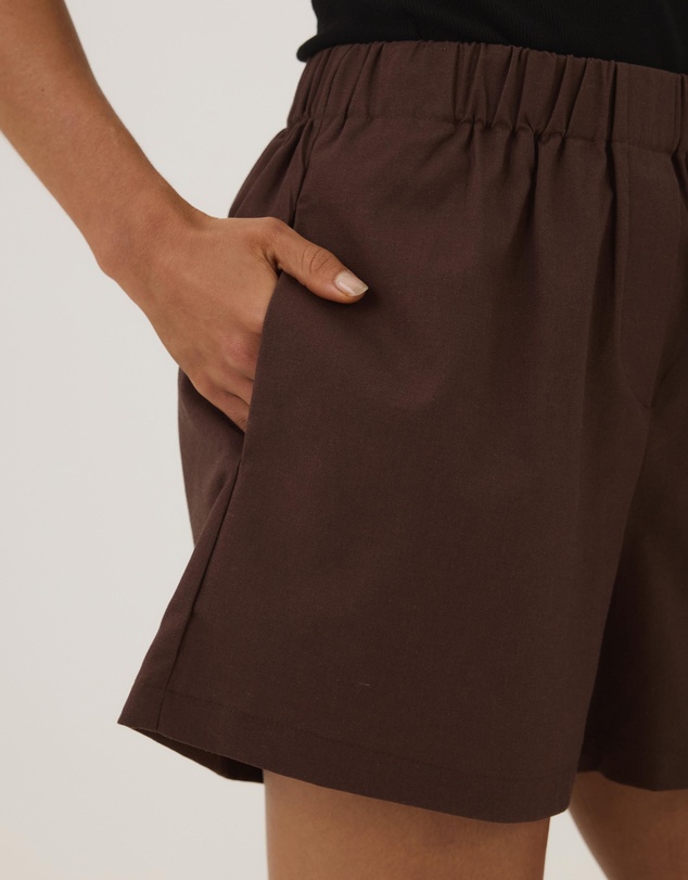 Atmos&Here - Lana Everyday Linen Shorts With Mock Fly Detail