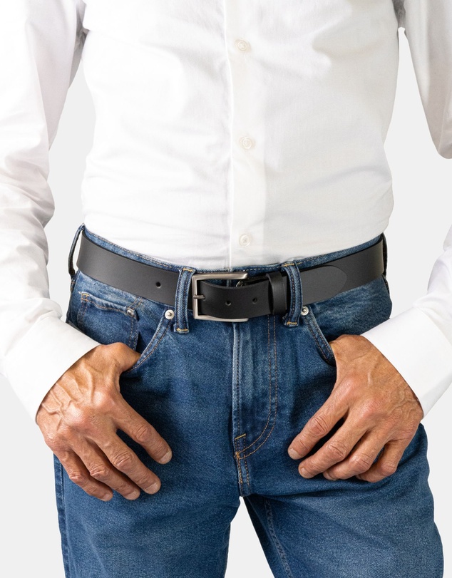 Buckle - Halston. Australian Made Buffalo Leather Belt. 35mm width.