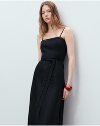 M.N.G - Nickie Bow Linen-Blend Dress