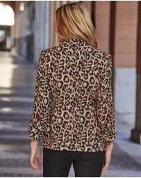 Sosandar - Leopard Print Linen Blazer