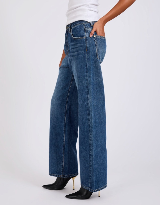 ONE TEASPOON - Baxters Mid Waist Wide Leg Denim Jeans - Blue Love