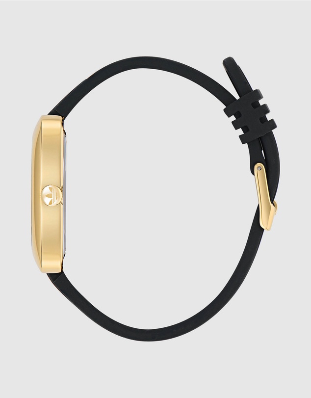 adidas Originals - Retro Wave One IP Gold-Tone Black Silicone Watch