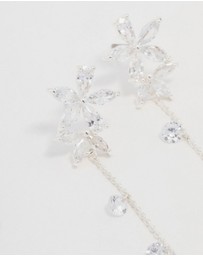 Lovisa - Silver Plated Cubic Zirconia Flower Station Drop Earrings
