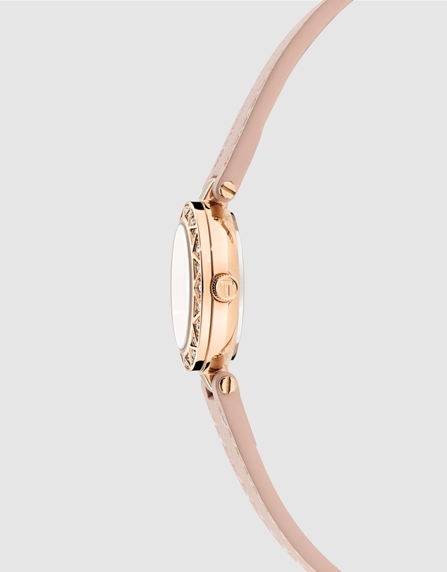 Ted Baker - Jolyye Crystal 24mm Rose Gold-Tone Pink Leather Watch