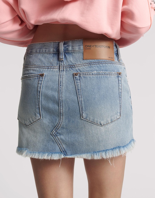 ONE TEASPOON - Blue Tobacco Junkyard Relaxed Denim Mini Skirt