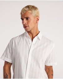 Calibre - Sheer Striped Short Sleeve Shirt White