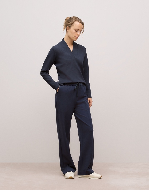 Trenery - Jacquard Shawl Neck Sweat in Night Sky