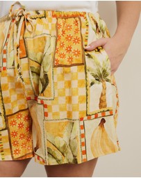 Atmos&Here Curvy - Paradise Linen Blend Shorts