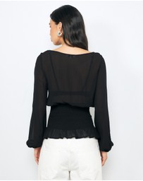AERE - Balloon Sleeve Georgette Top