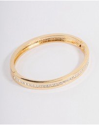 Lovisa - Gold Plated Classic Diamante Hinge Bangle