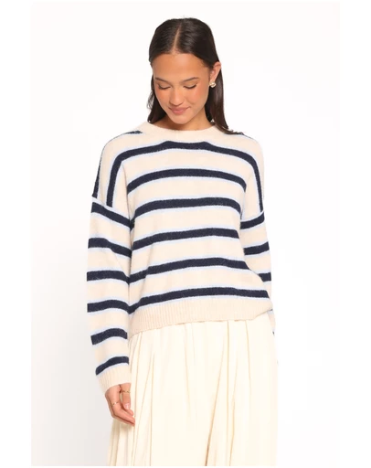 Petal & Pup - Renae Knit Sweater - White Blue Stripe