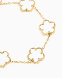 Lovisa - Waterproof Gold Plated Stainless Steel Ivory Inlay Large Flowers Charm Bracelet