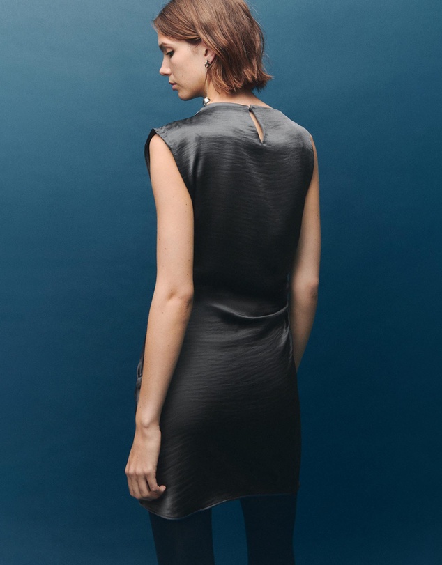 M.N.G - Satin Dress With Creased Effect