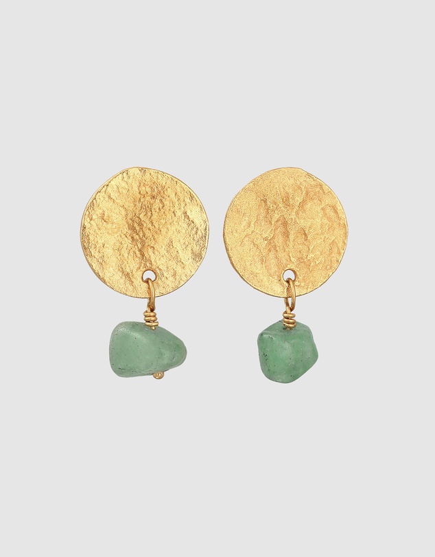 Elli Jewelry - Green Aventurine Drop Earrings in Gold-Plated 925 Silver