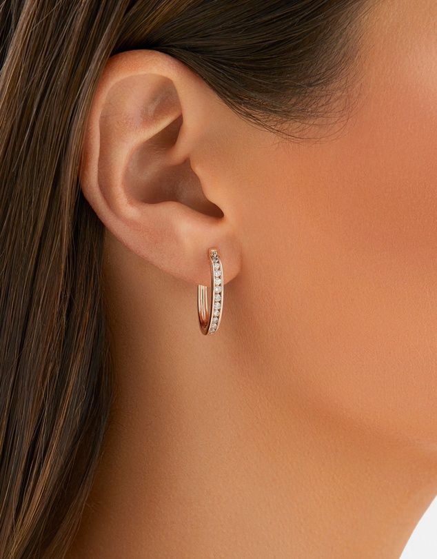 Michael Hill - Huggie Earrings with 0.50 Carat TW of Diamonds in 10kt Rose Gold