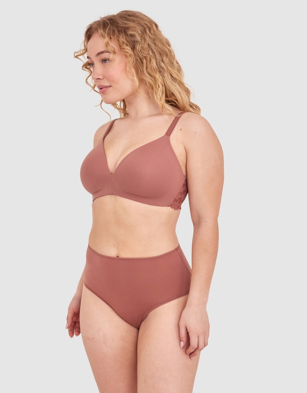 Bras N Things - NKD High Waist Brazilian Knicker-Mocha