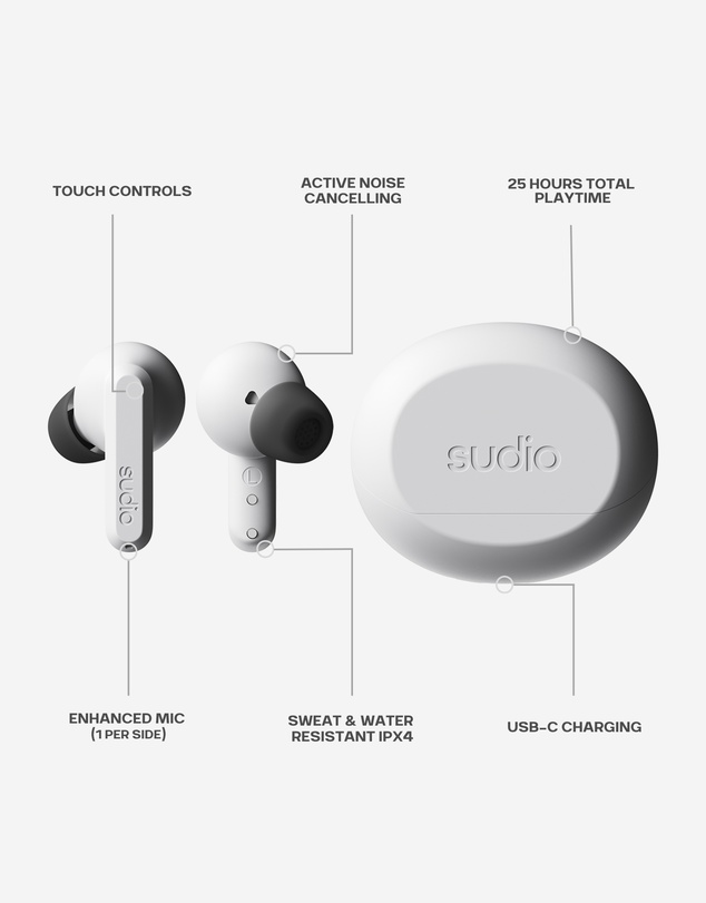 Sudio - A3 Pro - True Wireless Bluetooth 5.4 Headphones/Earbuds, Active Noise Cancelling