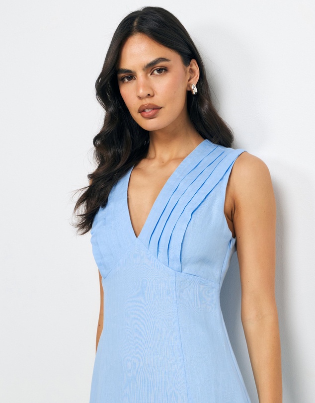 AERE - Lirio Pintuck Linen Midi Dress