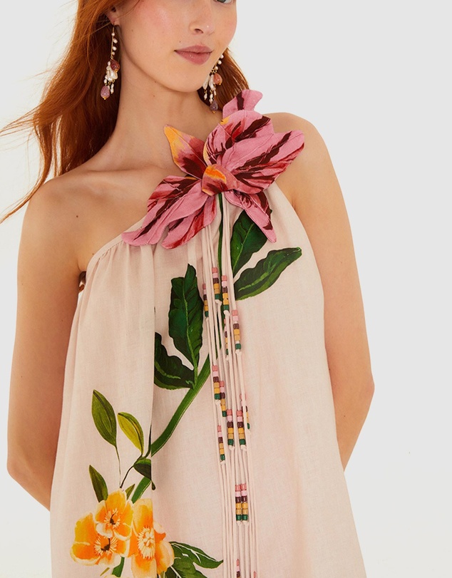 Farm Rio - Garden Terrace Pink One Shoulder Maxi Dress