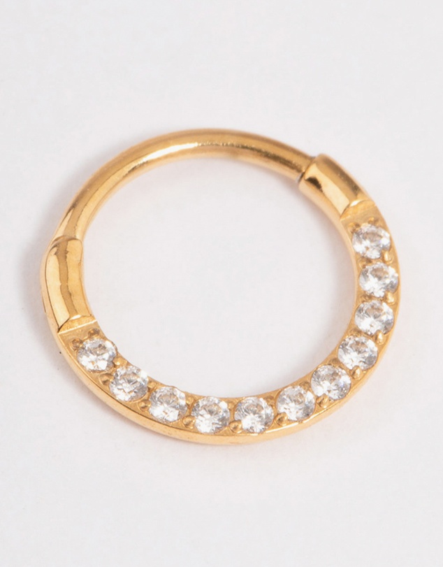Lovisa - Gold Plated Titanium Cubic Zirconia Clicker Earring 7mm
