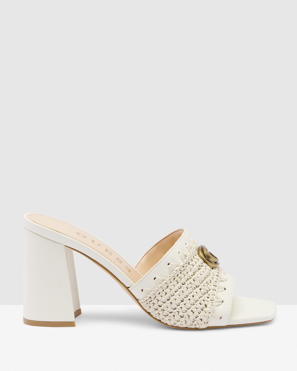 GUESS Women's Gellian Heeled Raffia Sandals - Signature G Logo, Square Toe - View #10