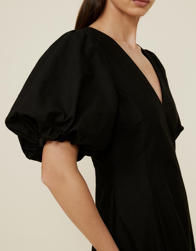 The Fated - Puff Sleeve Midi Dress